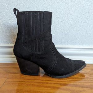 black suede booties, lulu's